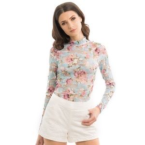 Floral Lace Print Bodysuit